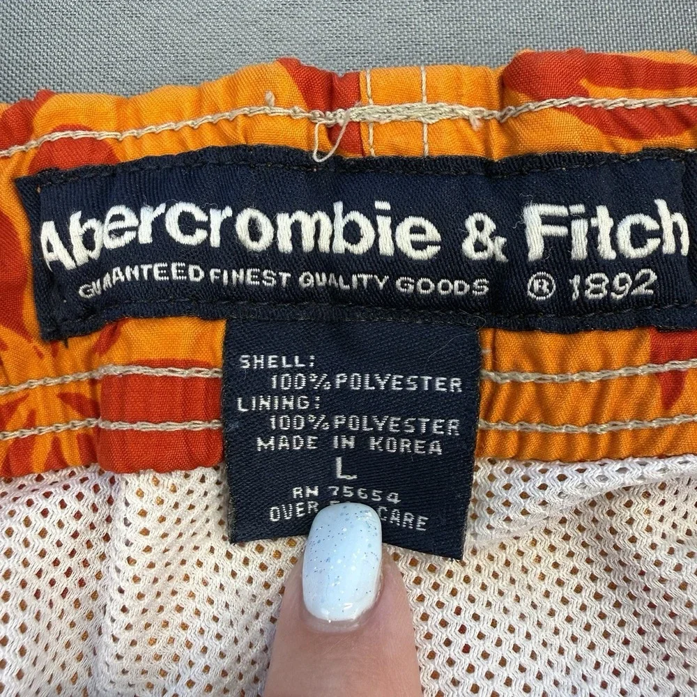 VTG Abercrombie & Fitch‎ Long Board Shorts Men's L Orange Red Floral Y2K 90's